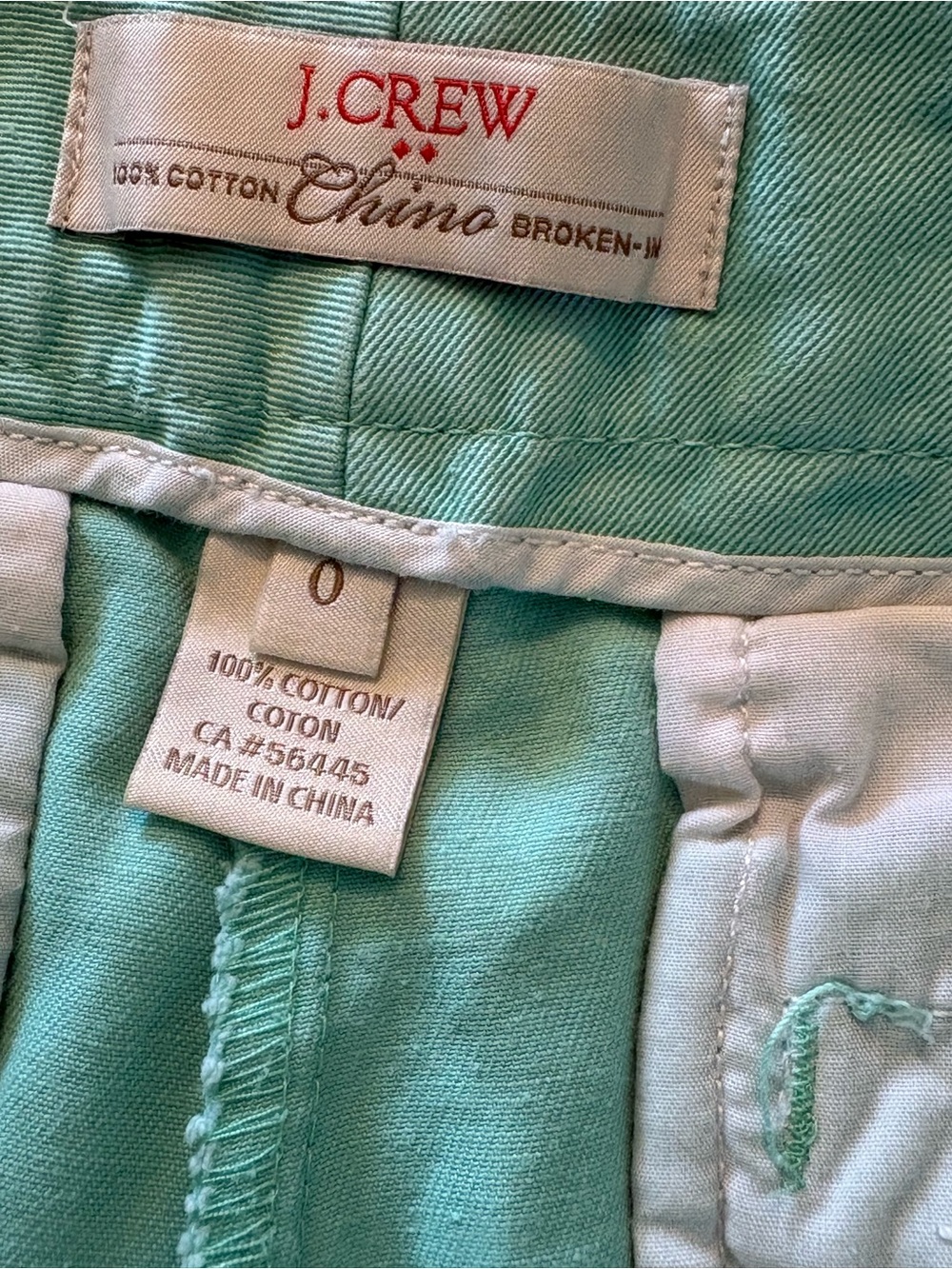 J.Crew Chino Embroidered Nautical Shorts Mint Green Size 0 - Picture 7 of 8